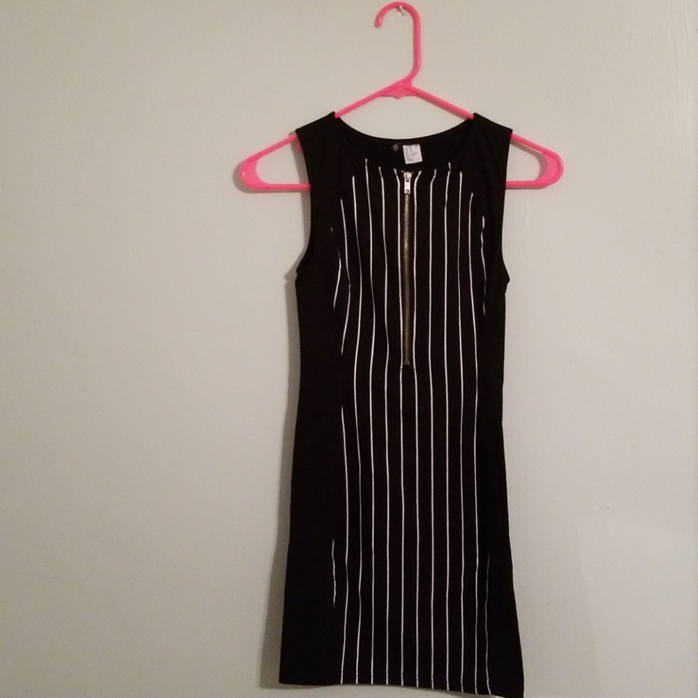 H&M black striped mini dress